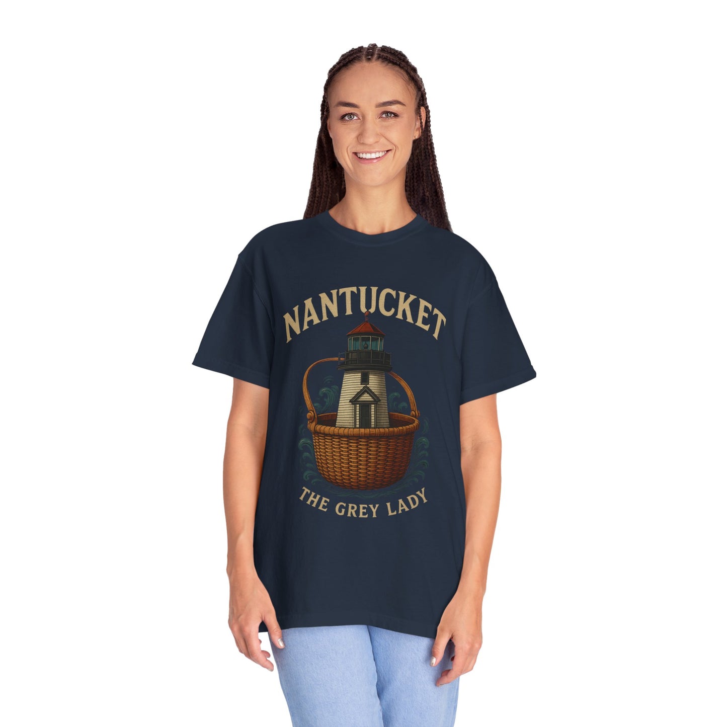 Nantucket Lighthouse T-Shirt, Vintage Beach Apparel, Unisex Casual Wear, Summer Vacation Clothing, Nautical Gift