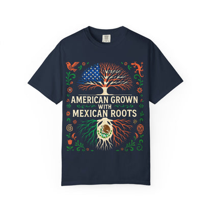 Cultural Roots Unisex T-shirt, American Grown with Mexican Roots Tee, Heritage Apparel, Eco-friendly Gift, Casual Wear, Holiday Celebration