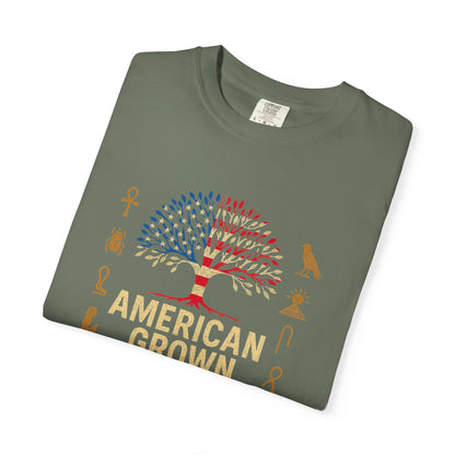 American Grown With Egyptian Roots Unisex T-Shirt, Heritage Tee, Gift for Culture Lovers, Casual Wear, Mom Dad Gift, Nature Graphic Shirt