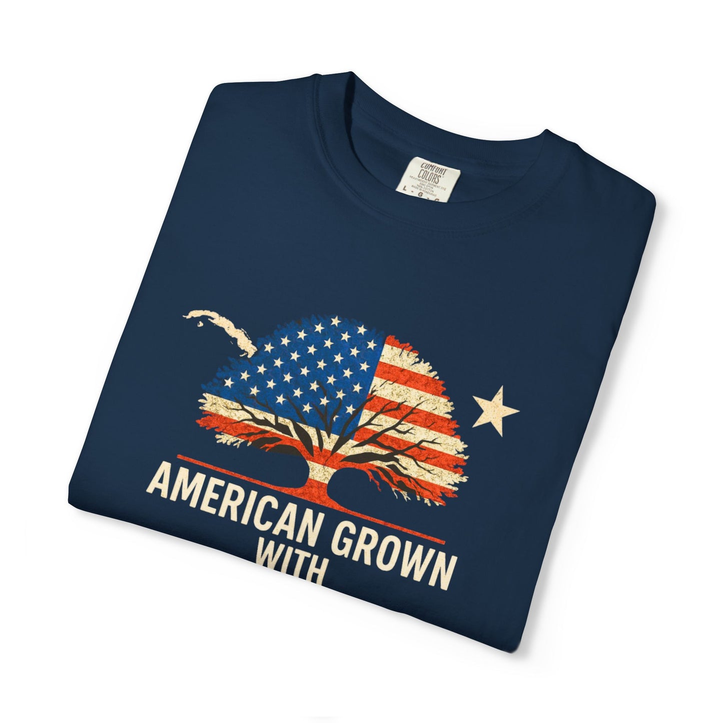 American Grown Cuban Roots T-shirt - Unisex Garment-Dyed Tee, Perfect for Independence Day, Cultural Celebrations, Casual Wear
