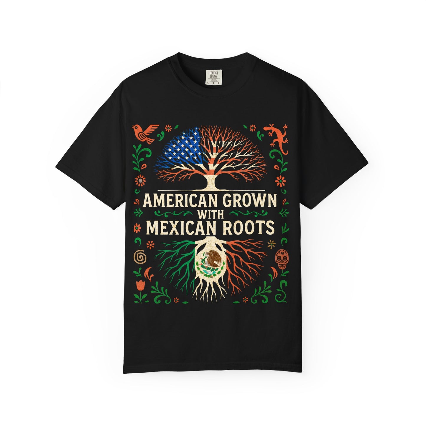 Cultural Roots Unisex T-shirt, American Grown with Mexican Roots Tee, Heritage Apparel, Eco-friendly Gift, Casual Wear, Holiday Celebration