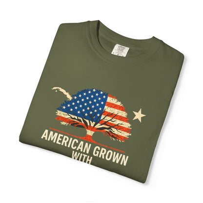 American Grown Cuban Roots T-shirt - Unisex Garment-Dyed Tee, Perfect for Independence Day, Cultural Celebrations, Casual Wear