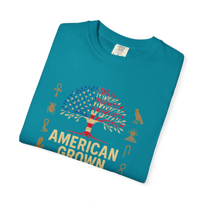 American Grown With Egyptian Roots Unisex T-Shirt, Heritage Tee, Gift for Culture Lovers, Casual Wear, Mom Dad Gift, Nature Graphic Shirt