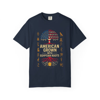 American Grown With Egyptian Roots Unisex T-Shirt, Heritage Tee, Gift for Culture Lovers, Casual Wear, Mom Dad Gift, Nature Graphic Shirt