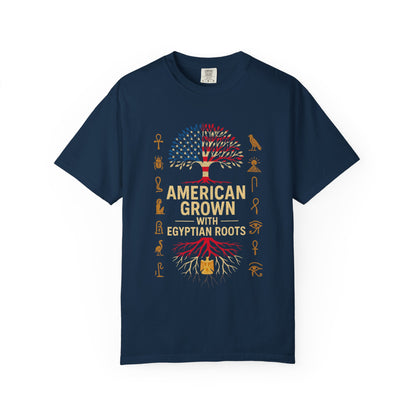 American Grown With Egyptian Roots Unisex T-Shirt, Heritage Tee, Gift for Culture Lovers, Casual Wear, Mom Dad Gift, Nature Graphic Shirt