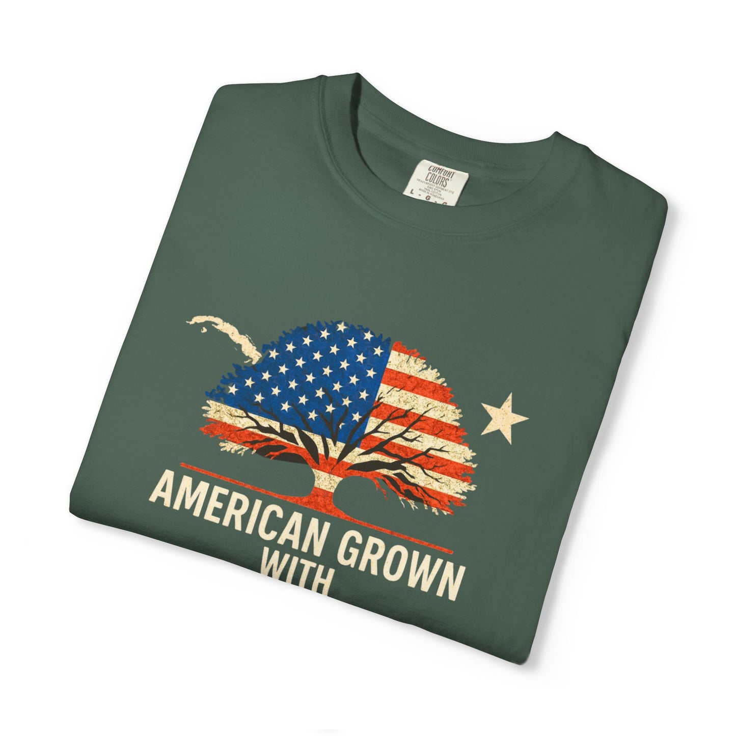 American Grown Cuban Roots T-shirt - Unisex Garment-Dyed Tee, Perfect for Independence Day, Cultural Celebrations, Casual Wear