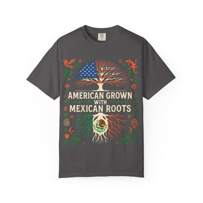 Cultural Roots Unisex T-shirt, American Grown with Mexican Roots Tee, Heritage Apparel, Eco-friendly Gift, Casual Wear, Holiday Celebration