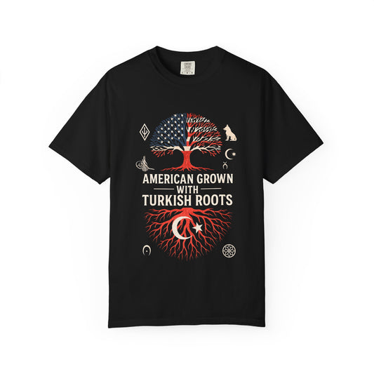 American Grown with Turkish Roots Unisex T-shirt, Heritage Shirt, Cultural Pride Tee, Gift for Immigrants, Family Reunion Apparel