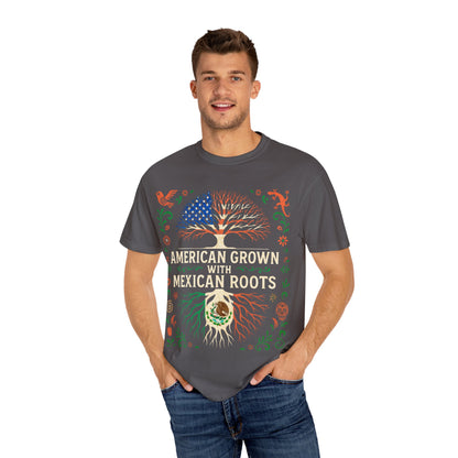 Cultural Roots Unisex T-shirt, American Grown with Mexican Roots Tee, Heritage Apparel, Eco-friendly Gift, Casual Wear, Holiday Celebration