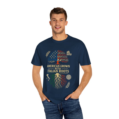 American Grown With Italian Roots Unisex T-Shirt, Comfortable Graphic Tee, Gift for Nature Lovers, Tree Design Apparel, Perfect for Every Occasion