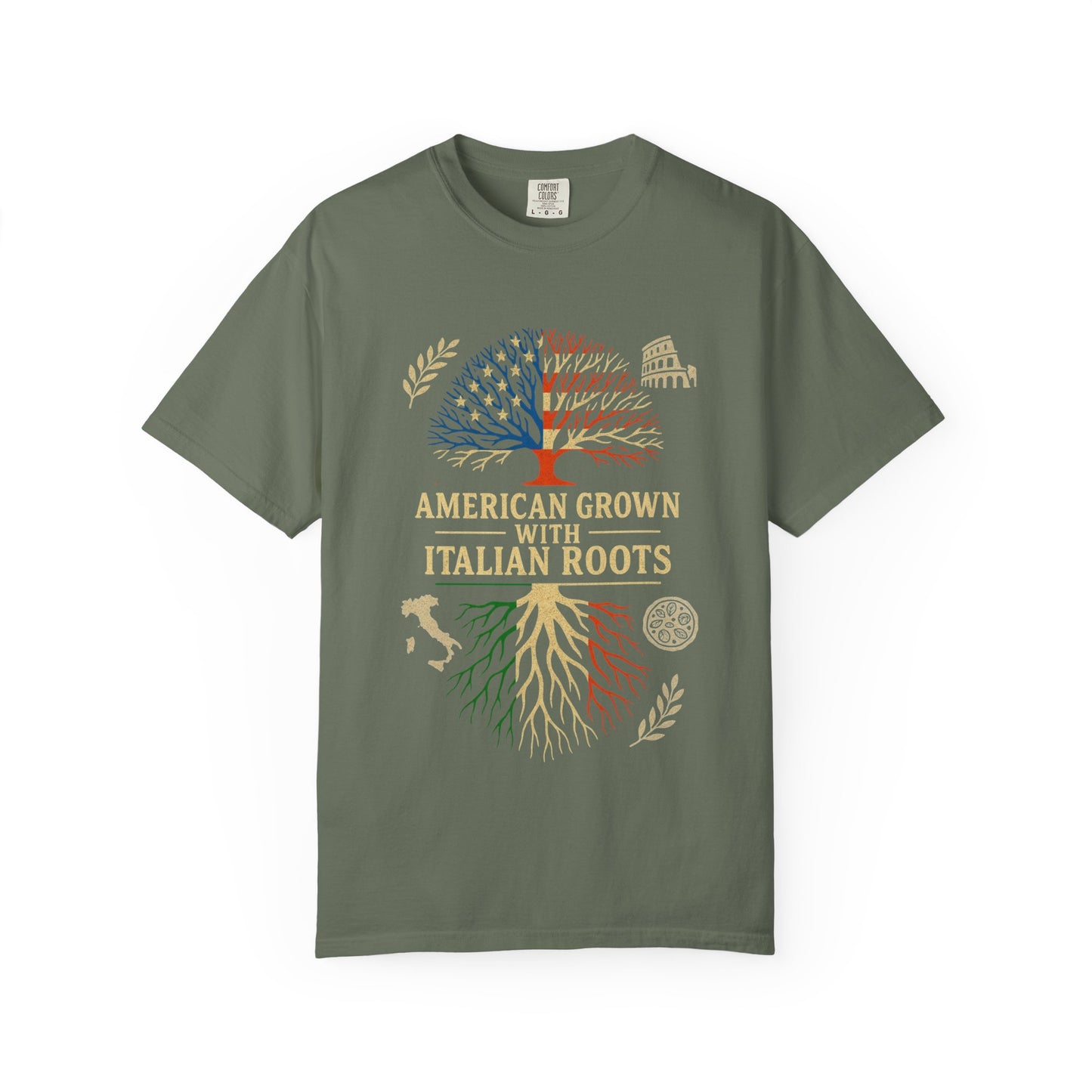American Grown With Italian Roots Unisex T-Shirt, Comfortable Graphic Tee, Gift for Nature Lovers, Tree Design Apparel, Perfect for Every Occasion