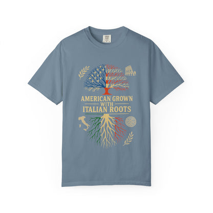 American Grown With Italian Roots Unisex T-Shirt, Comfortable Graphic Tee, Gift for Nature Lovers, Tree Design Apparel, Perfect for Every Occasion