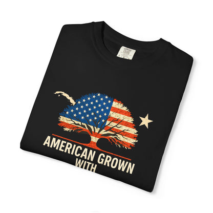 American Grown Cuban Roots T-shirt - Unisex Garment-Dyed Tee, Perfect for Independence Day, Cultural Celebrations, Casual Wear