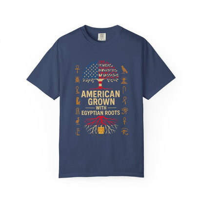 American Grown With Egyptian Roots Unisex T-Shirt, Heritage Tee, Gift for Culture Lovers, Casual Wear, Mom Dad Gift, Nature Graphic Shirt