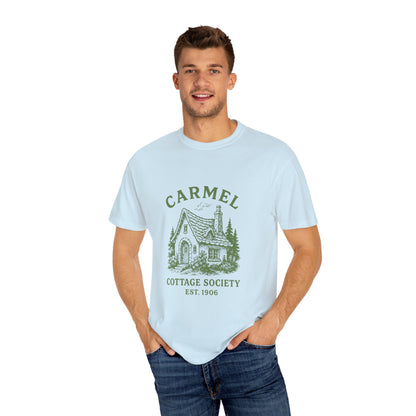 Carmel By The Sea Cottage Society T-Shirt – Vintage Fairy Tale Design, Unisex Tee for Dreamers & Nature Lovers