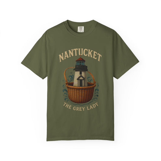 Nantucket Lighthouse T-Shirt, Vintage Beach Apparel, Unisex Casual Wear, Summer Vacation Clothing, Nautical Gift