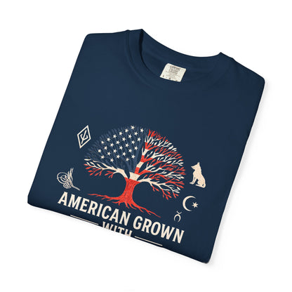 American Grown with Turkish Roots Unisex T-shirt, Heritage Shirt, Cultural Pride Tee, Gift for Immigrants, Family Reunion Apparel