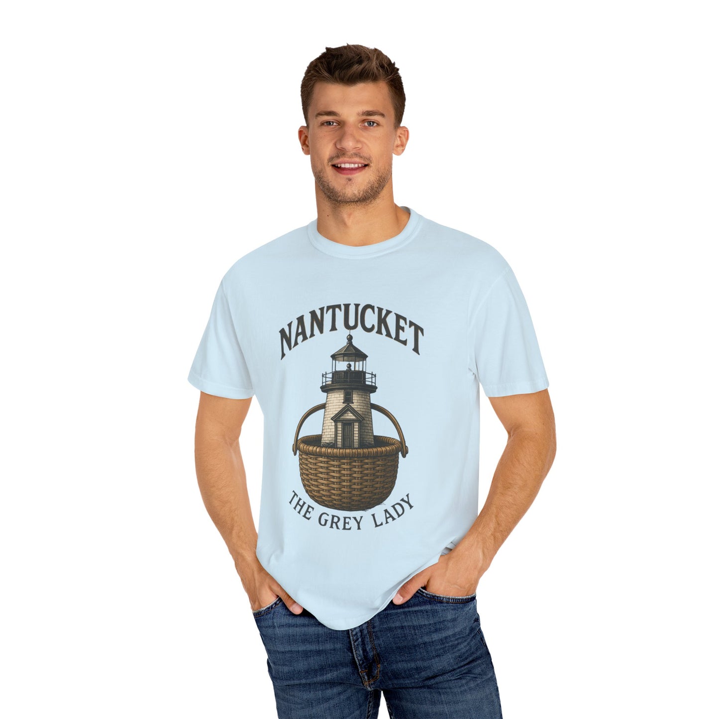Nantucket Lighthouse Graphic Tee, Unisex Casual T-Shirt, Summer Wardrobe Essential, Beach Vacation Outfit, Coastal Living Apparel