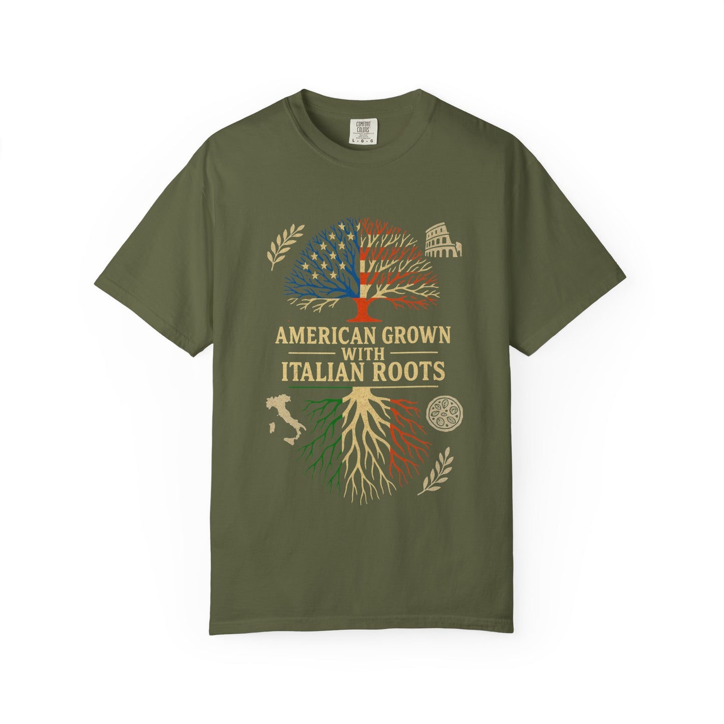 American Grown With Italian Roots Unisex T-Shirt, Comfortable Graphic Tee, Gift for Nature Lovers, Tree Design Apparel, Perfect for Every Occasion