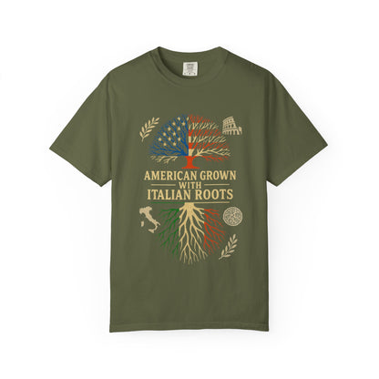 American Grown With Italian Roots Unisex T-Shirt, Comfortable Graphic Tee, Gift for Nature Lovers, Tree Design Apparel, Perfect for Every Occasion