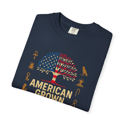 American Grown With Egyptian Roots Unisex T-Shirt, Heritage Tee, Gift for Culture Lovers, Casual Wear, Mom Dad Gift, Nature Graphic Shirt