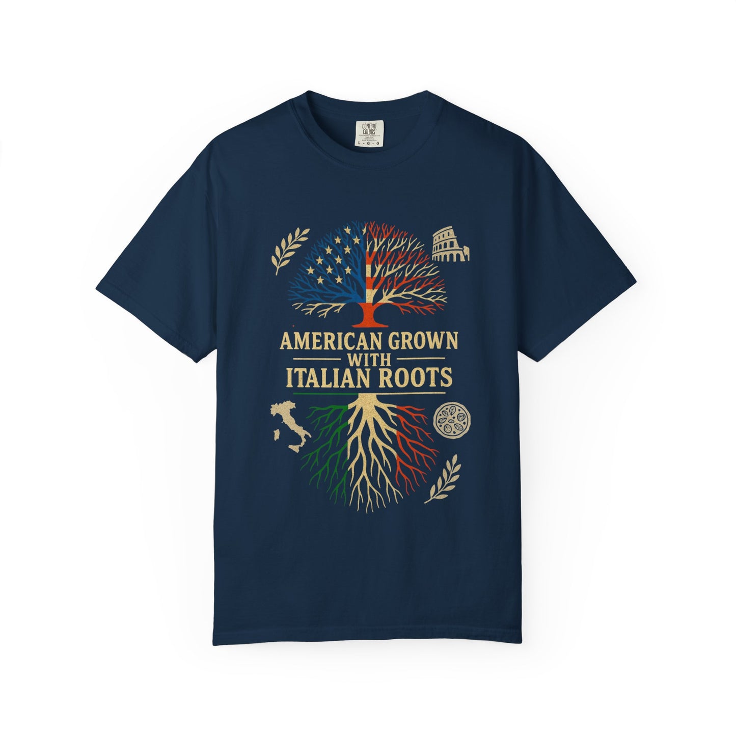 American Grown With Italian Roots Unisex T-Shirt, Comfortable Graphic Tee, Gift for Nature Lovers, Tree Design Apparel, Perfect for Every Occasion