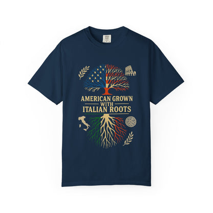 American Grown With Italian Roots Unisex T-Shirt, Comfortable Graphic Tee, Gift for Nature Lovers, Tree Design Apparel, Perfect for Every Occasion