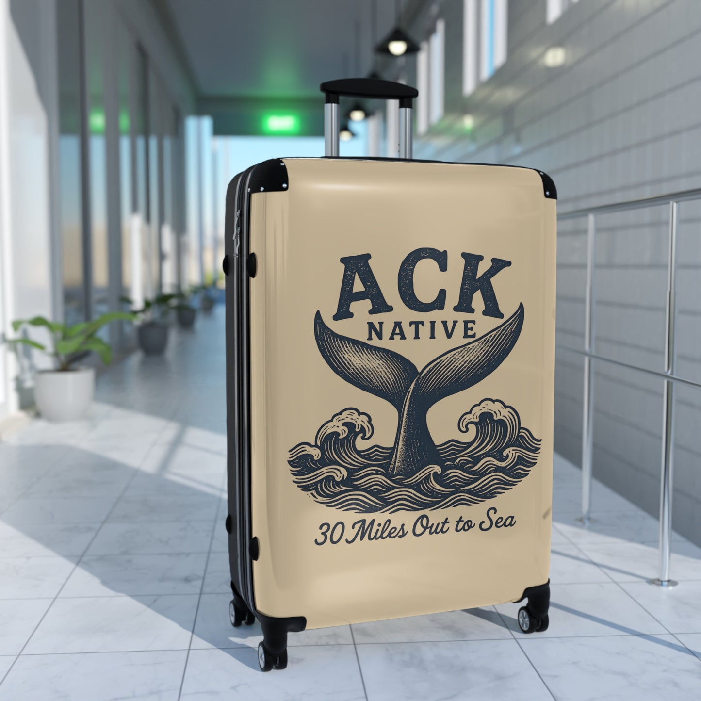 ACK Native Whale Tail Suitcase – Nautical Travel Luggage for Nantucket Lovers, Coastal Trips & Ocean-Inspired Adventures