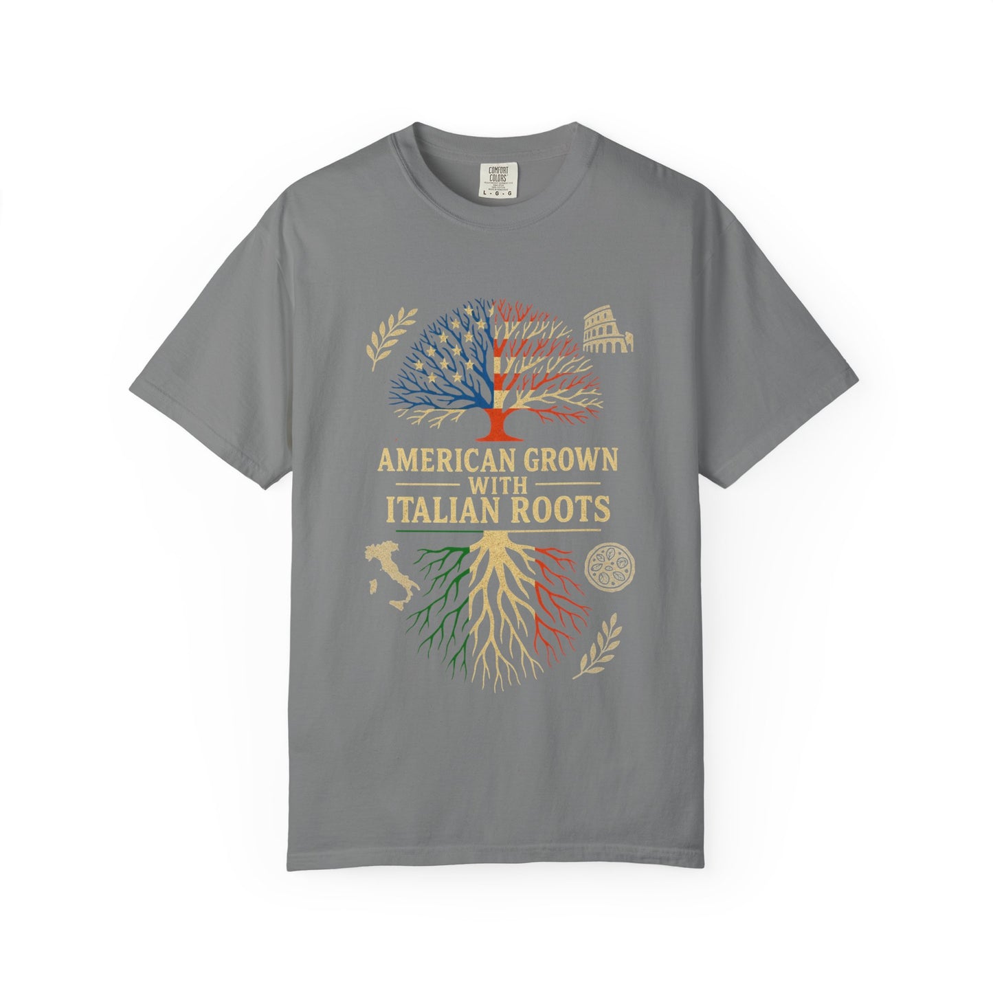 American Grown With Italian Roots Unisex T-Shirt, Comfortable Graphic Tee, Gift for Nature Lovers, Tree Design Apparel, Perfect for Every Occasion