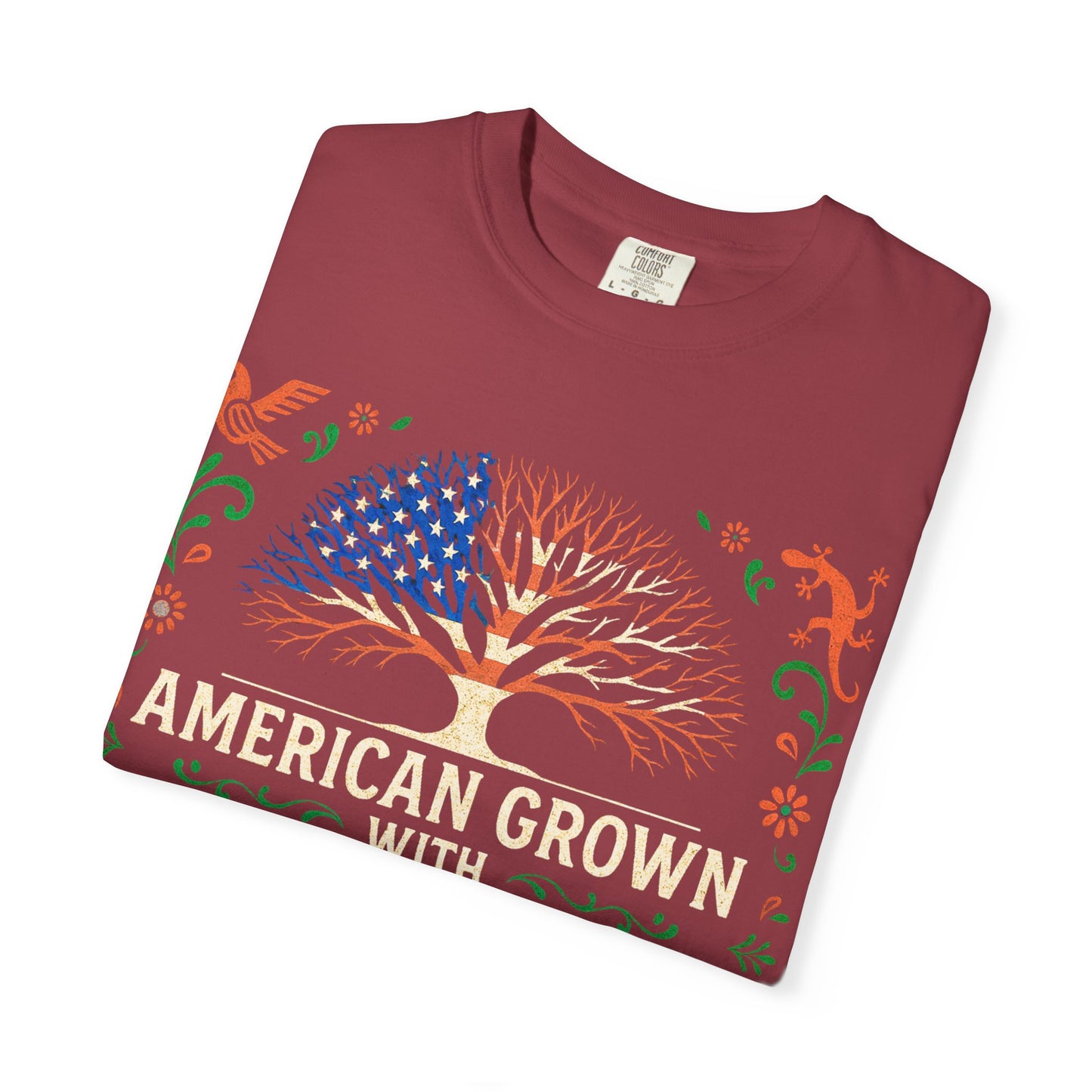 Cultural Roots Unisex T-shirt, American Grown with Mexican Roots Tee, Heritage Apparel, Eco-friendly Gift, Casual Wear, Holiday Celebration