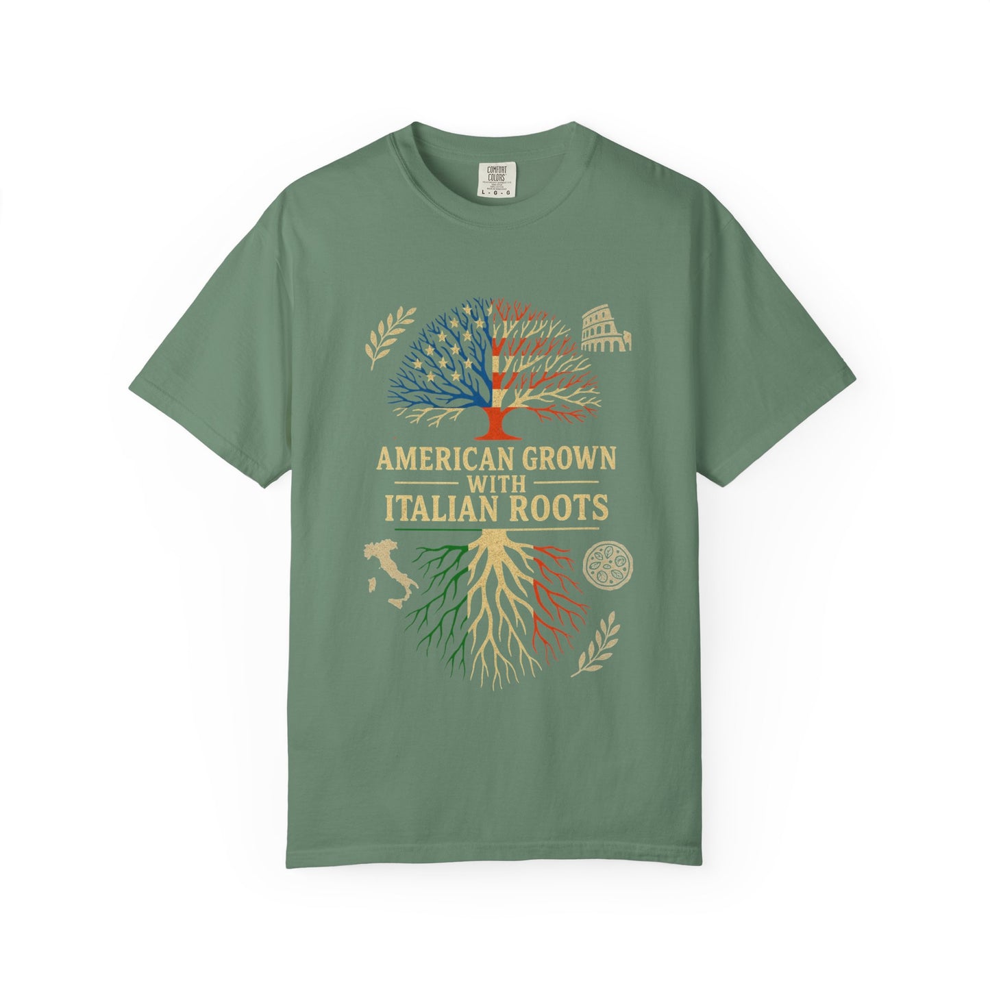 American Grown With Italian Roots Unisex T-Shirt, Comfortable Graphic Tee, Gift for Nature Lovers, Tree Design Apparel, Perfect for Every Occasion