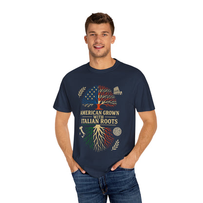 American Grown With Italian Roots Unisex T-Shirt, Comfortable Graphic Tee, Gift for Nature Lovers, Tree Design Apparel, Perfect for Every Occasion