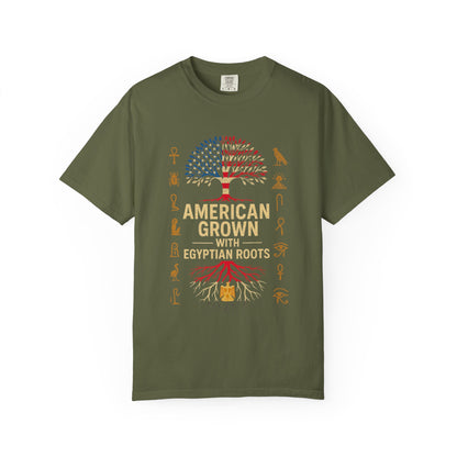 American Grown With Egyptian Roots Unisex T-Shirt, Heritage Tee, Gift for Culture Lovers, Casual Wear, Mom Dad Gift, Nature Graphic Shirt