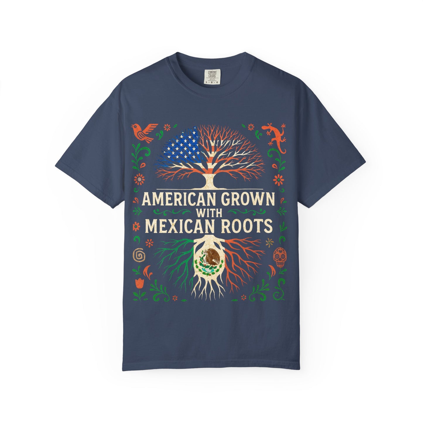 Cultural Roots Unisex T-shirt, American Grown with Mexican Roots Tee, Heritage Apparel, Eco-friendly Gift, Casual Wear, Holiday Celebration
