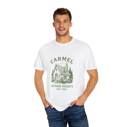 Carmel By The Sea Cottage Society T-Shirt – Vintage Fairy Tale Design, Unisex Tee for Dreamers & Nature Lovers