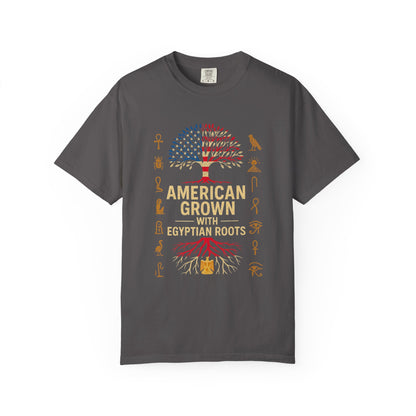 American Grown With Egyptian Roots Unisex T-Shirt, Heritage Tee, Gift for Culture Lovers, Casual Wear, Mom Dad Gift, Nature Graphic Shirt