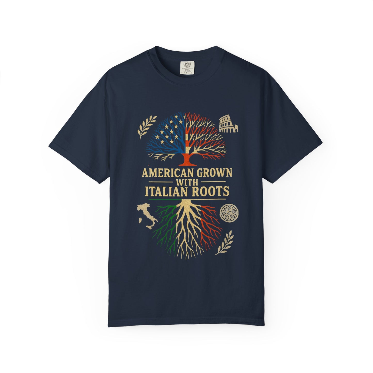 American Grown With Italian Roots Unisex T-Shirt, Comfortable Graphic Tee, Gift for Nature Lovers, Tree Design Apparel, Perfect for Every Occasion