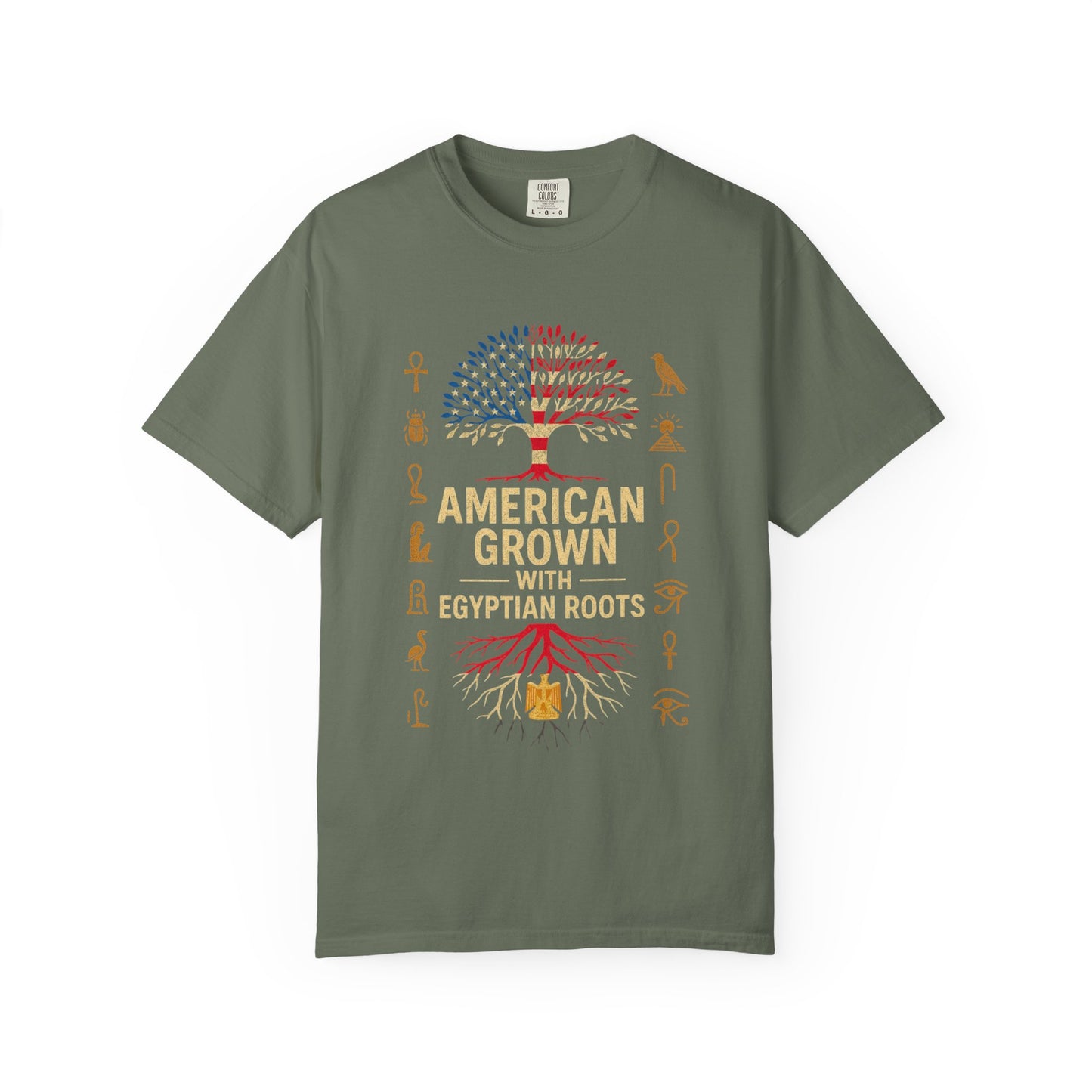 American Grown With Egyptian Roots Unisex T-Shirt, Heritage Tee, Gift for Culture Lovers, Casual Wear, Mom Dad Gift, Nature Graphic Shirt