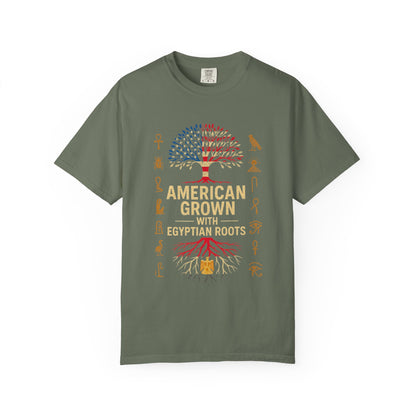 American Grown With Egyptian Roots Unisex T-Shirt, Heritage Tee, Gift for Culture Lovers, Casual Wear, Mom Dad Gift, Nature Graphic Shirt