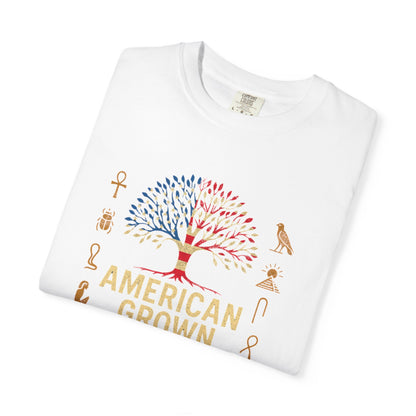 American Grown With Egyptian Roots Unisex T-Shirt, Heritage Tee, Gift for Culture Lovers, Casual Wear, Mom Dad Gift, Nature Graphic Shirt