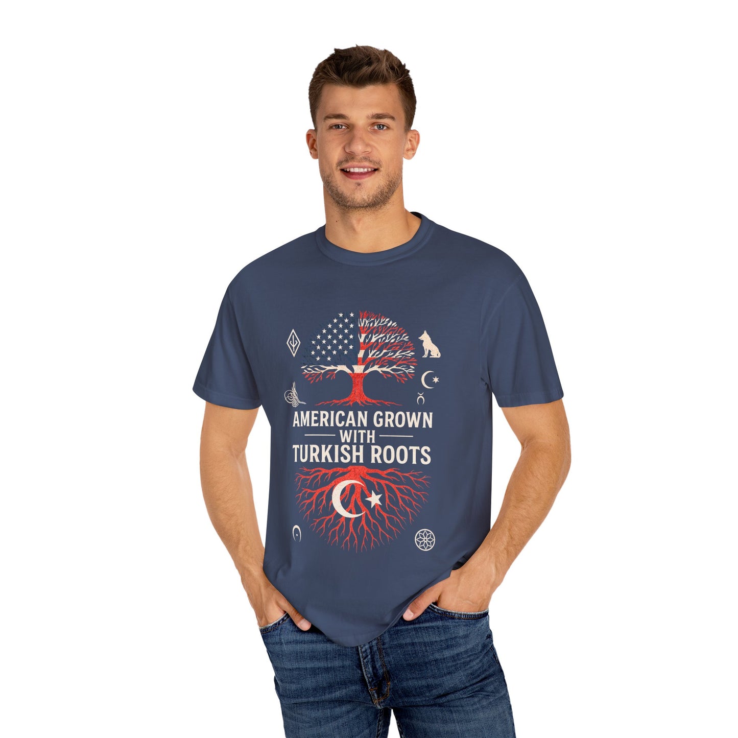 American Grown with Turkish Roots Unisex T-shirt, Heritage Shirt, Cultural Pride Tee, Gift for Immigrants, Family Reunion Apparel