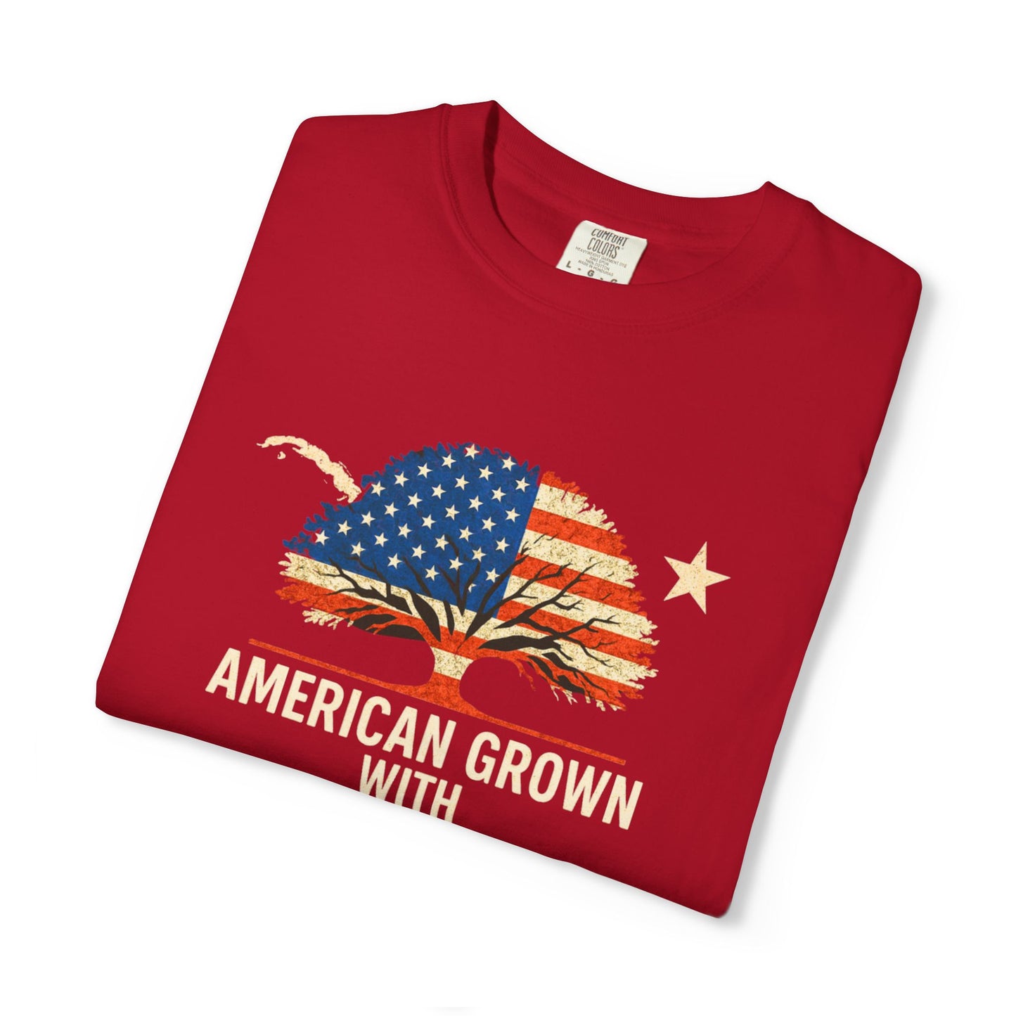 American Grown Cuban Roots T-shirt - Unisex Garment-Dyed Tee, Perfect for Independence Day, Cultural Celebrations, Casual Wear