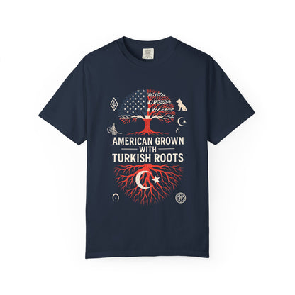 American Grown with Turkish Roots Unisex T-shirt, Heritage Shirt, Cultural Pride Tee, Gift for Immigrants, Family Reunion Apparel