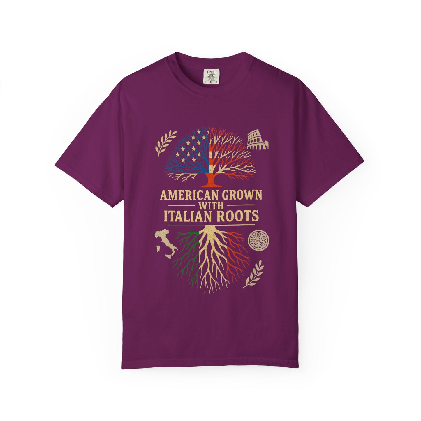 American Grown With Italian Roots Unisex T-Shirt, Comfortable Graphic Tee, Gift for Nature Lovers, Tree Design Apparel, Perfect for Every Occasion