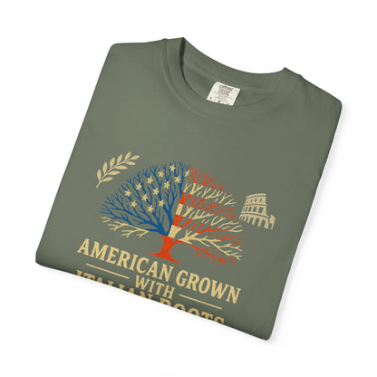 American Grown With Italian Roots Unisex T-Shirt, Comfortable Graphic Tee, Gift for Nature Lovers, Tree Design Apparel, Perfect for Every Occasion