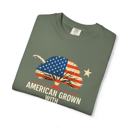 American Grown Cuban Roots T-shirt - Unisex Garment-Dyed Tee, Perfect for Independence Day, Cultural Celebrations, Casual Wear