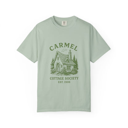 Carmel By The Sea Cottage Society T-Shirt – Vintage Fairy Tale Design, Unisex Tee for Dreamers & Nature Lovers