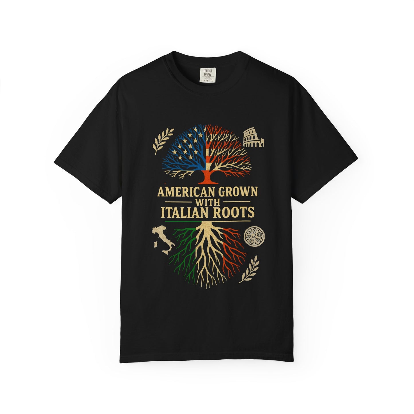 American Grown With Italian Roots Unisex T-Shirt, Comfortable Graphic Tee, Gift for Nature Lovers, Tree Design Apparel, Perfect for Every Occasion