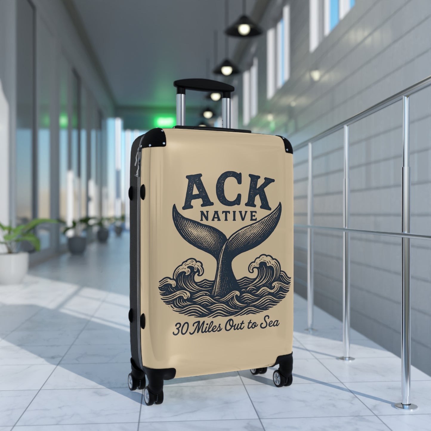 ACK Native Whale Tail Suitcase – Nautical Travel Luggage for Nantucket Lovers, Coastal Trips & Ocean-Inspired Adventures