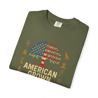 American Grown With Egyptian Roots Unisex T-Shirt, Heritage Tee, Gift for Culture Lovers, Casual Wear, Mom Dad Gift, Nature Graphic Shirt